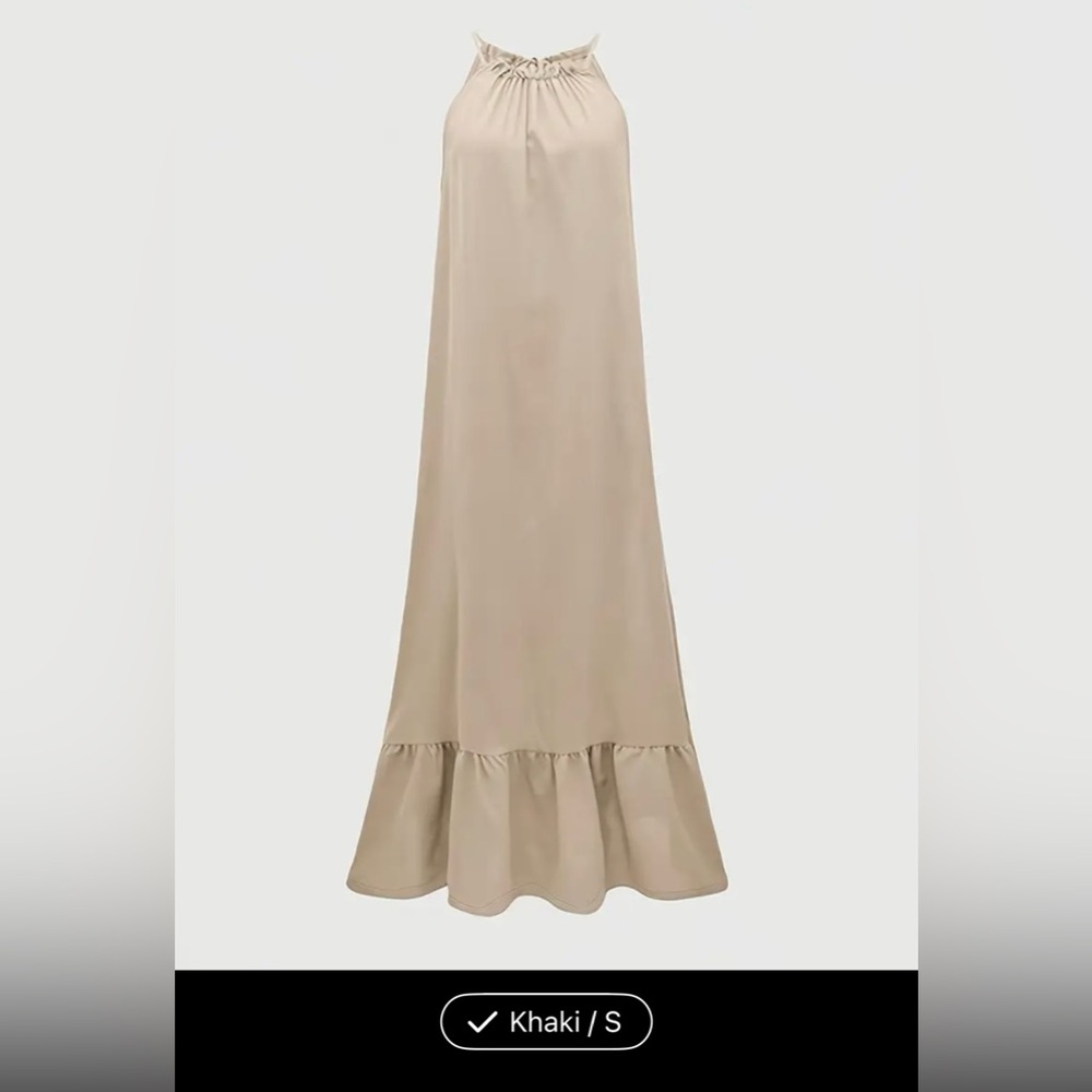 Elegant Khaki Maxi Dress